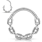 ONESING Septum Rings 16G Stianless Steel Septum Jewelry Hypoallergenic Spetum Clickers Daith Piercing Jewelry Hinged Helix Helix Tragus Nose Hoop for Women Men Silver/Gold/Black 10mm