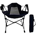 GARDIMAX Hammock Camping Chair, Outdoor Swinging Rocking Camping Chair, Folding Adjustable Back Portable Hammock Chairs for Patio, Backyard and Picnic, Supports 300LBS, Black