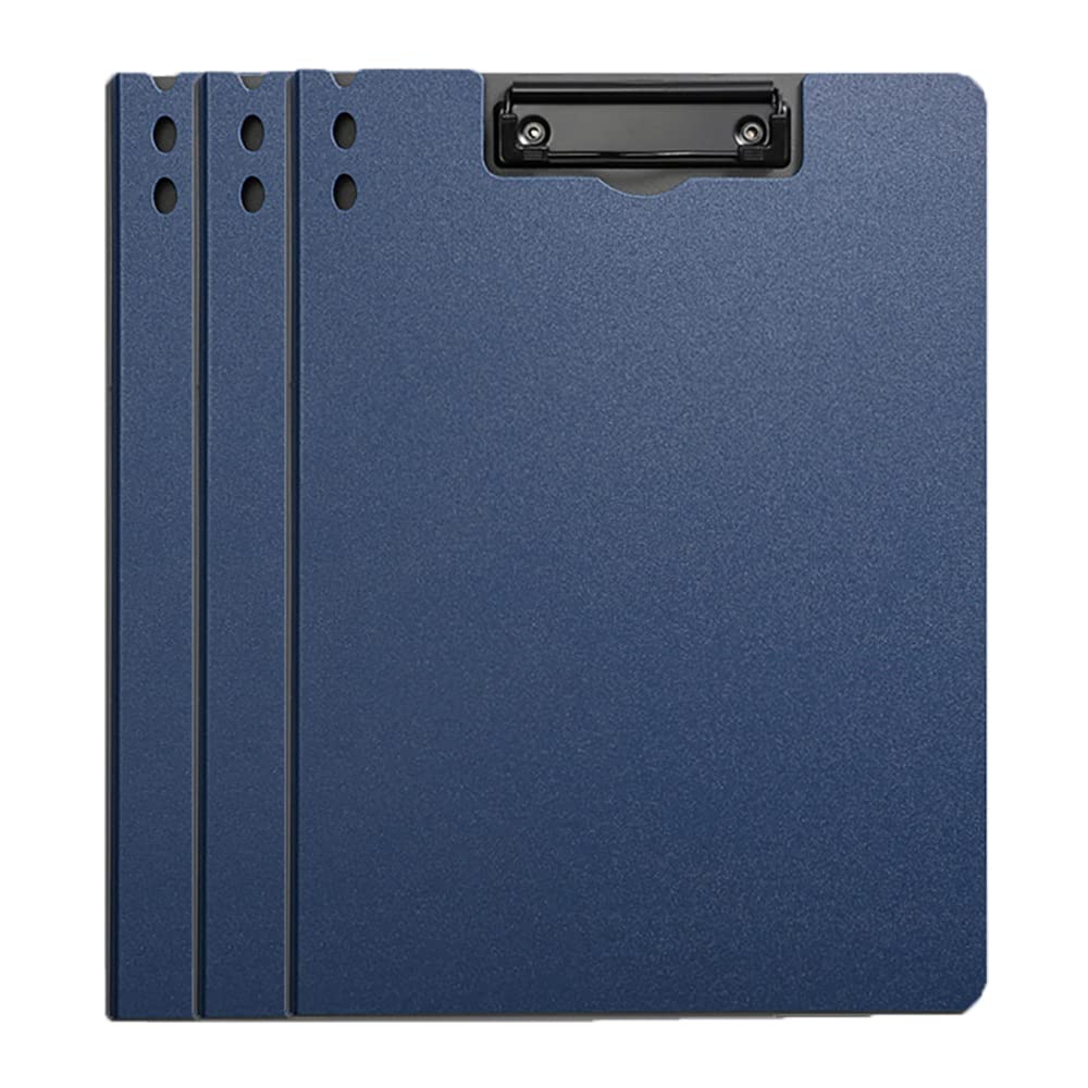 BXGH Clipboard Foldover for Document Organizing Students Teacher Coach Plastic Writing Folder Size Paper Pack of 3, DMJ089, Vertical Navy Blue