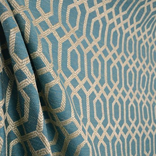 Blue Geometric Upholstery Fabric Parquet Slate