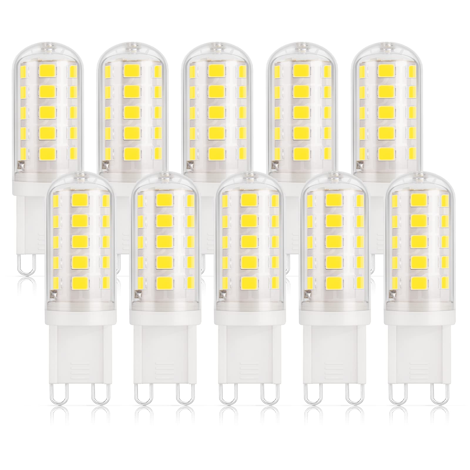 DiCUNO G9 LED Bulb Cool White 6000K, 3W, 30W Halogen Equivalent, 410LM, Not Dimmable, Energy Saving G9 LED Light Bulbs for Chandelier, Ceiling Lights, 10 Pcs