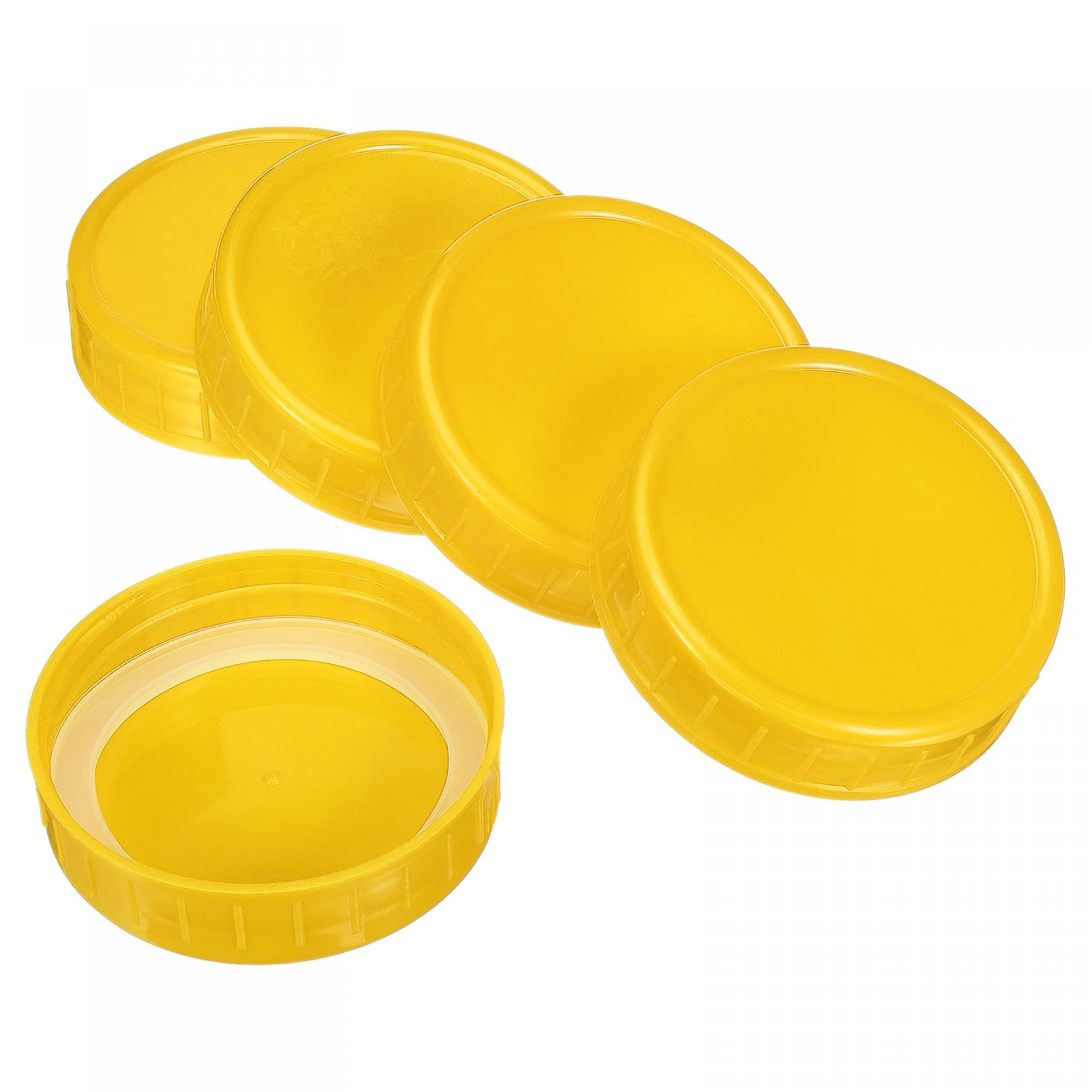 PATIKIL 70mm / 2-3/4" Regular Mouth Plastic Mason Jar Lids, 1Set/10 Pack Canning Jars Caps with Silicone Sealing Ring for Kitchen Storage, Yellow