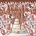 Luxomi Rose Gold Party Decorations Supplies 52 Pack - 18 inch Foil Balloons, Confetti Balloons, Sequin Table Runner, Fringe Curtain and Paper Straws for Bachelorette, Bridal Shower or Birthday Party