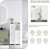 Dripex 4 Tier Narrow Floor Cabinet White PVC Slim 18W x 20D x 80H cm view 4