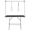 Yaheetech Foldable & Portable Pet Grooming Table for Home - Stainless Steel H-Shape Frame Height Adjustable Pet Beauty Table w/Arm/Noose/Mesh Tray, 45in x 24in
