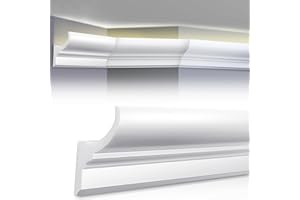 Pushglossy 8 Pcs 47.24″(Total 31.5 Ft) Ceiling Crown Molding with LED Duct Kit for Seamless Ambient Accent Lighting Waterproof Channel for Easy LED Trim Moulding Strip Installation