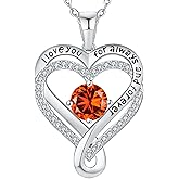 Jewelry for Women Wife Infinity Heart Birthstone I Love You Necklace S925 Anniversary Women Necklaces for Her Wife Birthday Gift Ideas, Birthday Present for Girlfriend Mom Daughter Sterling Silver