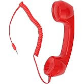 Retro Phone Handset, Multifunction Radiation Proof Handheld Cell Phone Receiver, Handheld Receiver for Mobile Phones, Computers (Red)