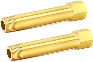 ChillWaves Brass Pipe Fitting, Long Nipple Pipe 1/8" NPT Male x 1/8" NPT Female Thread 4" Length(100MM)(2-PACK)