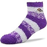 For Bare Feet NFL Cozy Soft Slipper Socks - Home Socks for Ultimate Comfort - Gameday Apparel - Luxuriously Plush and Cozy - Unisex (Baltimore Ravens - Purple, One Size)