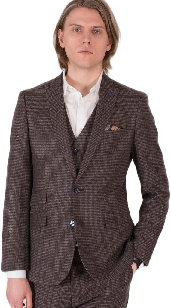 HARRY BROWN Men's Suit London Collection Check Slim Fit 3 Piece 46L