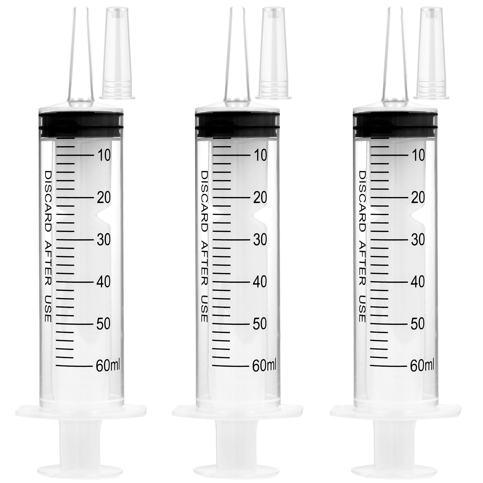 Photo 1 of 3 Pack 60ml Syringes with Cap, Sterile Syringe Individually Packaged for Labs, Liquid Measuring, Feeding Pets,Oil or Glue Applicator