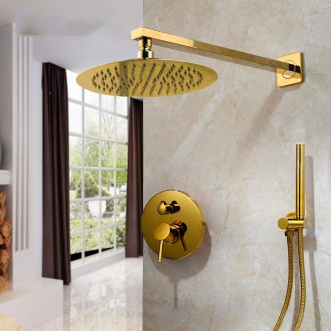 Geborsteld goud massief messing badkamer douche Set regendouche