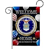 Welcome Home Air Force Garden Flag - Armed Forces USAF United State American Military Veteran Retire Official - House Decoration Banner Small Yard Gift Double-Sided Made in USA 13 X 18.5