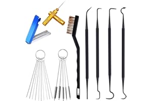 Cleaning Kit Includes 1 Single Head Brush 23 Needles 5 Nylon Brushes 1 Scraper and 4 Cleaning Tool Hooks for Motorcycle ATV C