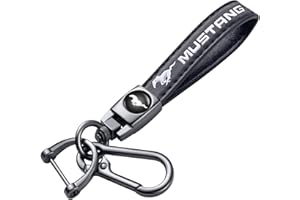 DEXBEXS Genuine Leather Car Key Chain Compatible with Ford Mustang Keychain Key ring Accessories for Man and Woman Black