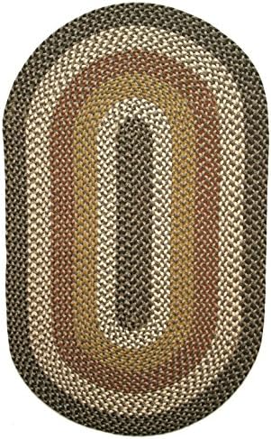 Thorndike Mills Green Mountain Log Cabin Brown Oval 6' X 9' Braided Rug