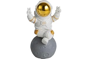 Cute Small Astronaut Figurines,Spaceman Statue Decor for Living Room Bedroom Office Desk Shelf, for Space Lovers (1, Gold)