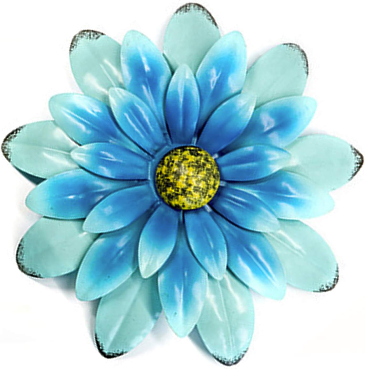 Amazon Com Blue Metal Flower Wall Decor Wall Sculptures 11 8 Inch Wall Art Flower Decor Hanging For Bathroom Living Room Bedroom Office Blue Home Kitchen