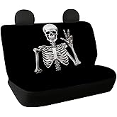 Binienty 2 Pcs Universal Fit Auto Bench Seat Cushion Covers for Women Men, Human Skull Skeleton Funny Design Dirt Proof Dog Car Back Seat Cover