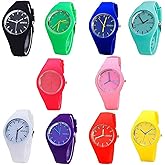 CdyBox Men Women Silicone Band Wristwatches Jelly Colorful Wrist Watch Analog Sports Watch Wholesale (10 Pack)