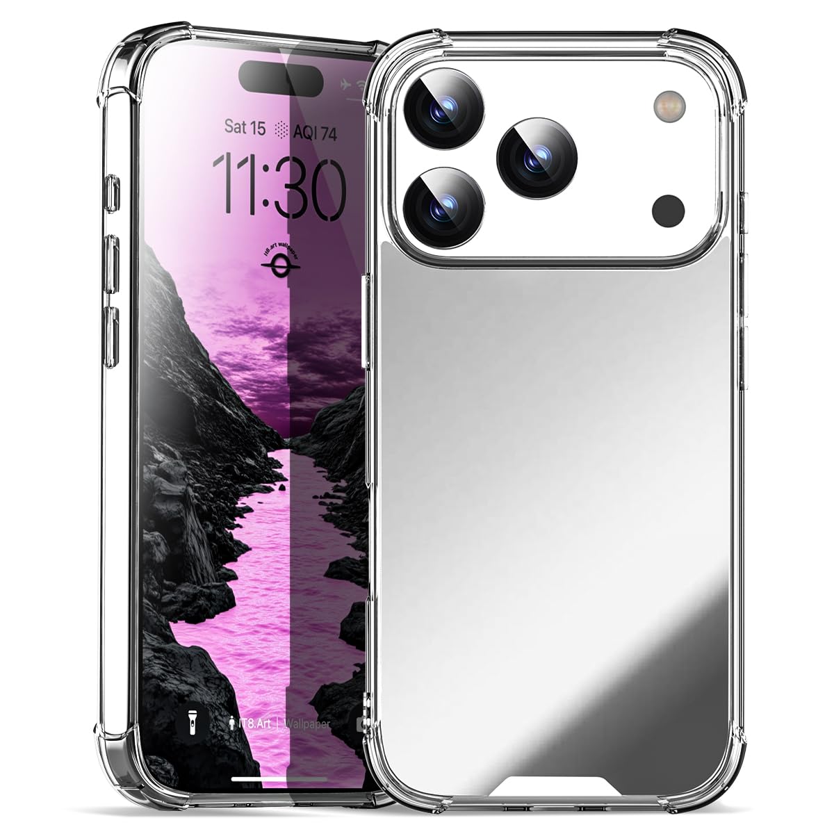 Photo 1 of AICase Mirror Case Compatible with iPhone 17 Pro Max for Girls Women Makeup, Cute Glossy Hard Mirror Back+Clear Soft TPU Bumper Slim Fit Anti-Drop Shockproof Protective Phone Cover