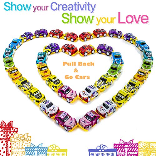 Faliilove Pull Back Cars, 36 Pack Mini Race Cars Toys Assorted Play Vehicles for Preschool Toddlers Boys & Girls Birthday Party Favors for Kids Gifts | Cake Topper Decorations | Easter Egg Fillers