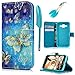 MOLLYCOOCLE Galaxy G360 Case, Blue PU Leather Wallet Case 3D Relief Pattern TPU Inner Bumper Credit Card Holders Hand Strap Cover for Samsung Galaxy Core Prime - Golden Butterfly