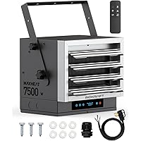 InoKraft 7,500W Electric Garage Heater, Wire: 8 AWG, Plug: NEMA 14-50P, Remote, Ceiling Mount, Digital Thermostat, 240 Volt, 