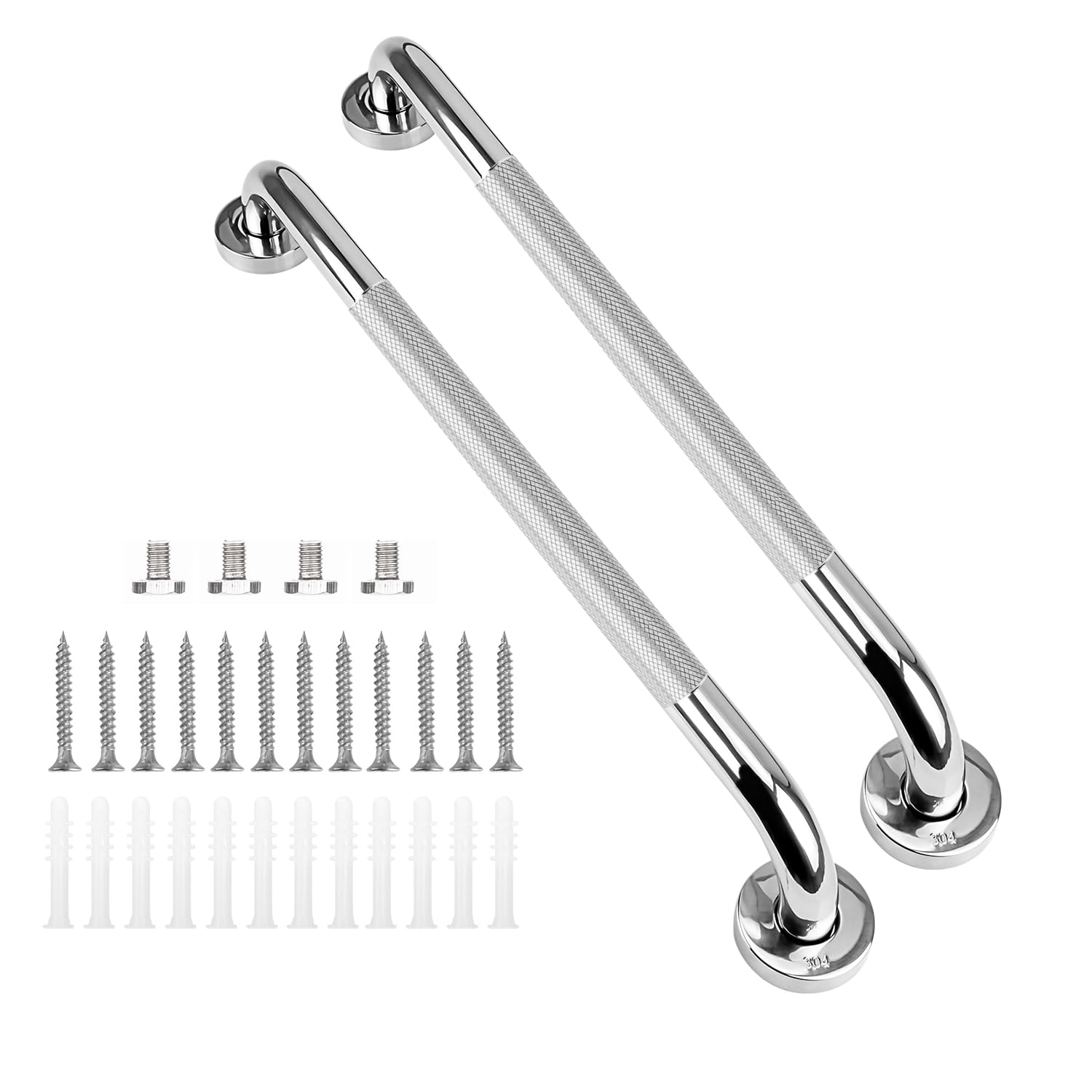 supregear 2 Pack Bathroom Grab Bar Rail, 24 inch Anti Slip 304 Stainless Steel Shower Safety Handle, Disability Auxiliary for Toilet Handicap Elderly Senior Assist, 60 cm