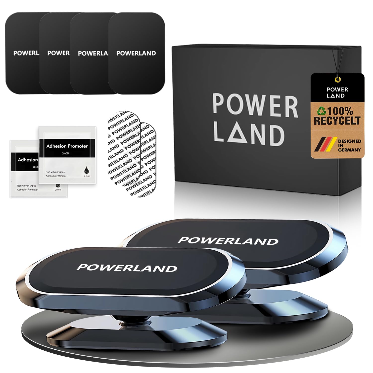 POWERLAND 2 Pack Magnetic Phone Holder for Car Dashboard [2024 Upgraded] Strong 8X N52 Magnets, One Second Put 360° Rotation Easy Access Car Phone Mount/Holder Compatible with All Smartphones