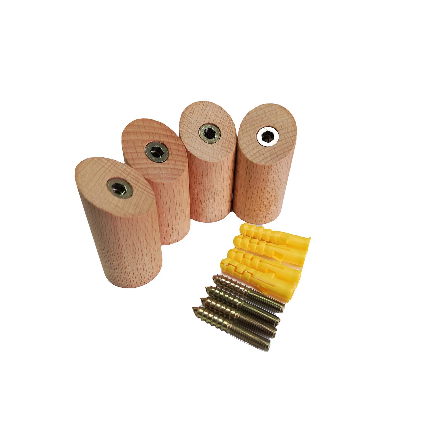 Vrandu 4pcs Wooden Hook 3x6cm, Polished Natural Beech Wood Coat Hooks Hanger Wall Mounted for Hat Towel Clothes Home Storage Wall Pegs Rack.