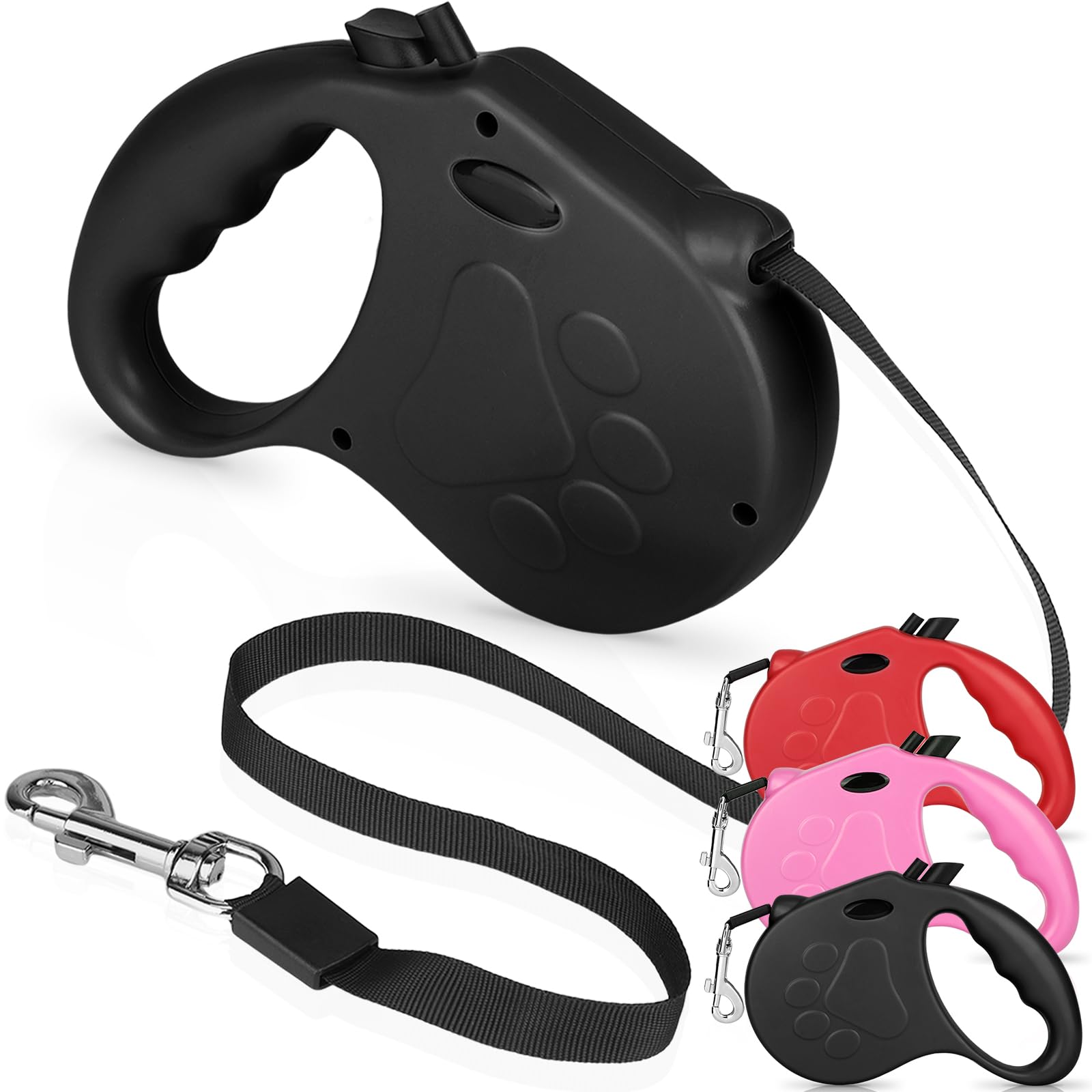 Makife Retractable Dog Leash, 16ft Dog Walking Leash for Small Dogs up to 77lbs, Non-Slip Handle - Black