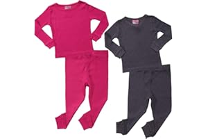 Sweet & Sassy Toddler Baby Girls Thermal Underwear Set - 4 Piece Warm Thermal Top and Bottoms Thermals for Kids (12M-4T)