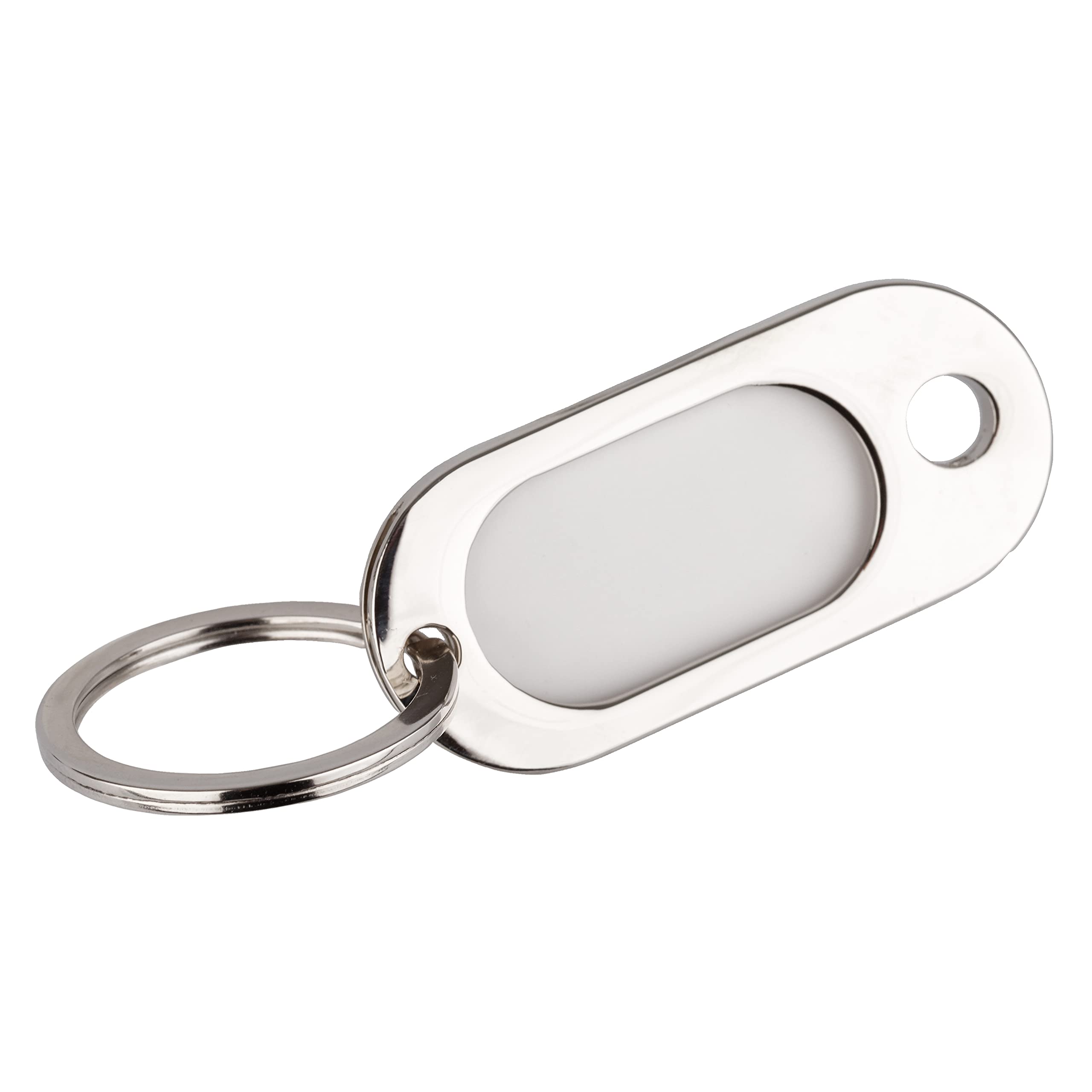 Heavy Duty Quality Nickel Plated Metal Key TAG FOB with Blank Insert for Your OWN Text