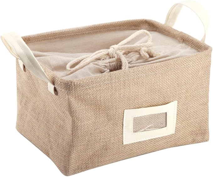 Yiuswoy Multipurpose Jute Storage Organizer Box with Lid