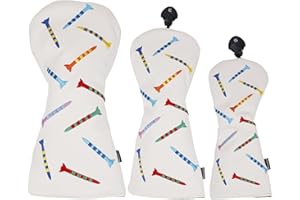 Andux PU Striped Tees Pattern 3Pack/Set Golf 460cc Driver Fairway Woods Club Head Covers