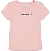 Tommy Hilfiger Girls Short Sleeve T-Shirt with Flag Logo, Cotton Blend Tee with Tagless Interior