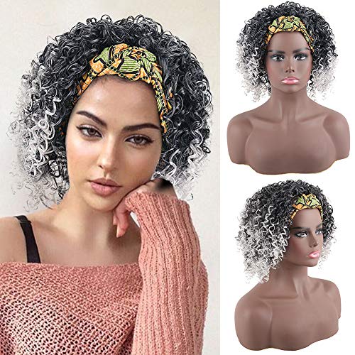 CINHOO Afro Kinky Curly Wigs with Headbands Attached Headband Wig for