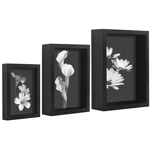 Americanflat Set of 3 Picture Frames - Includes 4x6, 5x7, 6x8 Frames - Black Picture Frames with Deep Molding and Shatter-Resistant Glass for Tabletop or Wall Display