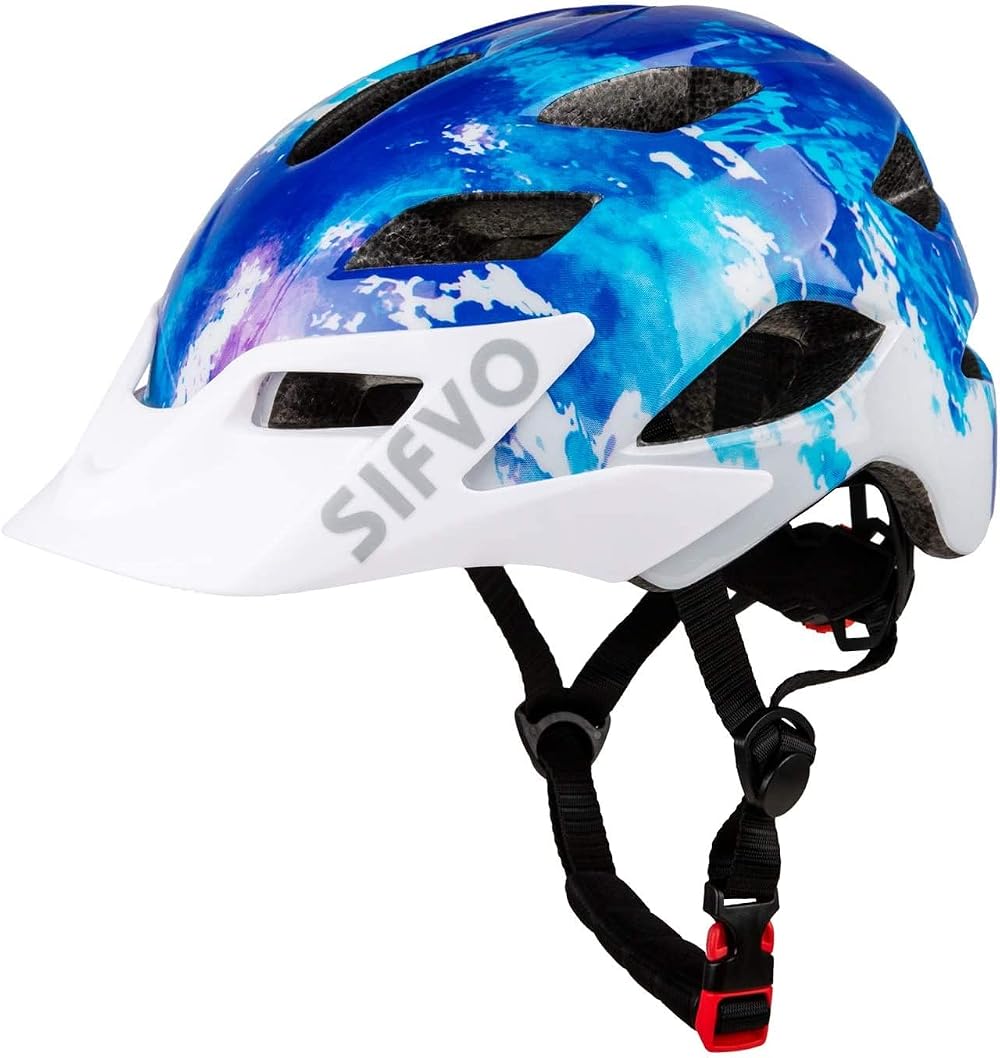 SIFVO Kids Bike Helmet 5-14 Adjustable Lightweight 50-57cm with Visor