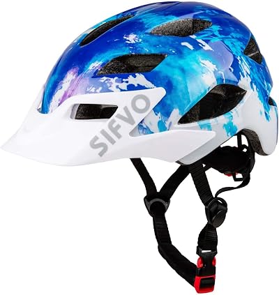 SIFVO Kids Bike Helmet 5-14 Adjustable Lightweight 50-57cm with Visor
