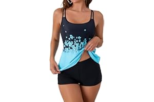 B2prity Tankini Swimsuits for Women Two Piece Bathing Suits Tummy Control Long Torso Tank Tops with Shorts