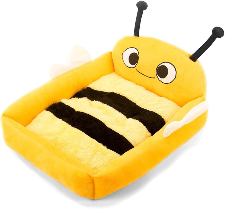 LM921 Cute Bee Fleece Pet Bed - Super Soft And Durable Hotbed Cats And Dogs - Machine Wash Mattress, All-season Small And Medium-sized Kennel, Washable Collapsible Pet Nest, Yellow 3 Size (Size : L)
