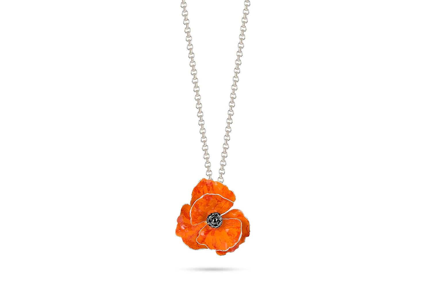 California poppy pendant necklace in gold plated silver