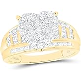 Jewels By Lux 14Kt Yellow Gold Round Diamond Heart Bridal Wedding Engagement Ring 1 Cttw, Womens Size: 5-9