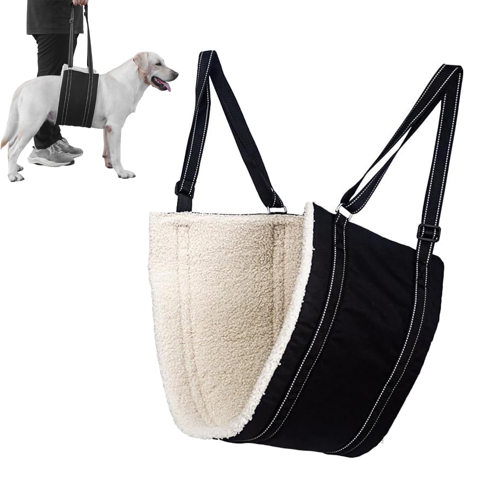 Black Dog Hip Support Harness - Adjustable, Portable, Rear Leg Support and Rehabilitation Belt for Dogs