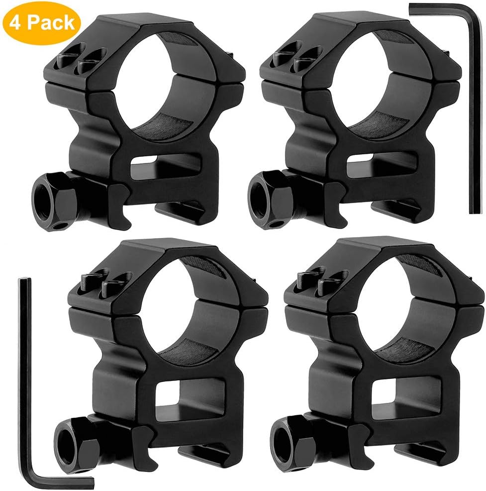 LONSEL 1'' Scope Rings, 2Pcs High Profile & 2Pcs Medium Profile 1 Inch Scope Mount Rings for Picatinny Rail - Pack of 4 : Sports & Outdoors