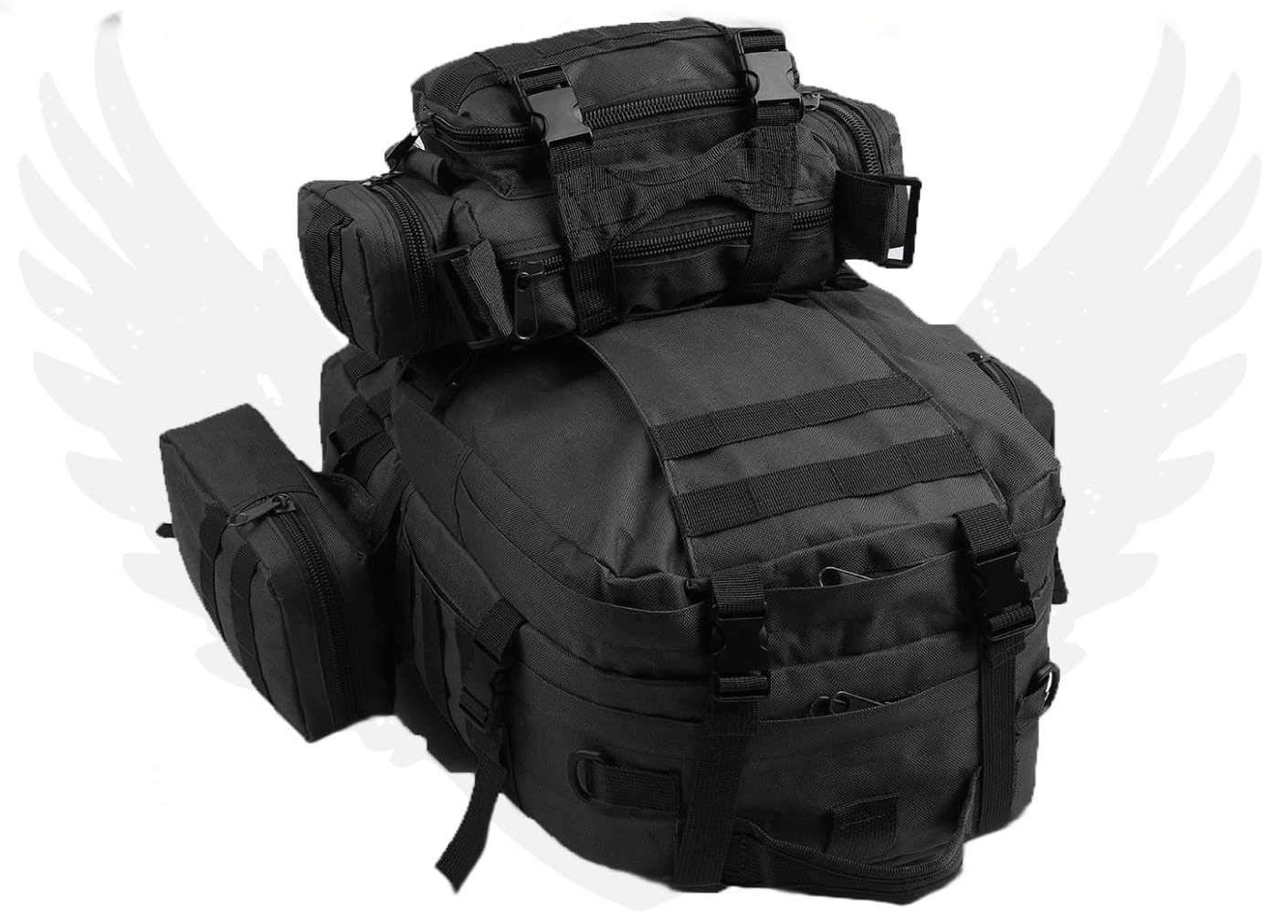 50L Molle Tactical 3 Day Assault Military Rucksack/Army Backpack/Camping Bag (Black)