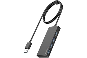 ANYPLUS USB Hub, Multiport USB Splitter Adapter, 2 ft Long Cable USB 3.0 Hub, USB Extender for Laptop, PC, iMac, Surface Pro, MacBook, Mac Pro, Flash Drive, XPS, Mouse, HDD